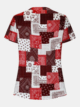 Load image into Gallery viewer, Printed Notched Short Sleeve Blouse
