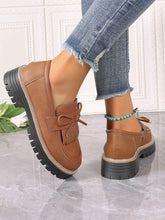 Load image into Gallery viewer, PU Leather Bow Platform Loafers
