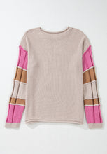 Load image into Gallery viewer, Color Block Round Neck Long Sleeve  Sweater
