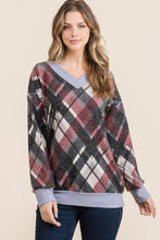 Load image into Gallery viewer, Celeste Plaid V-Neck Long Sleeve T-Shirt
