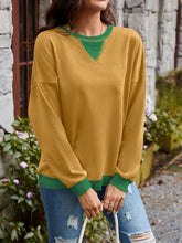 Load image into Gallery viewer, Contrast Round Neck Long Sleeve Sweatshirt
