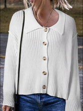 Load image into Gallery viewer, Collared Neck Button Down Long Sleeve Cardigan
