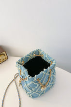 Load image into Gallery viewer, Chain Drawstring Raw Edge Denim Bucket Bag
