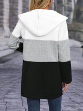 Load image into Gallery viewer, Color Block Zip Up Long Sleeve Hooded Outerwear
