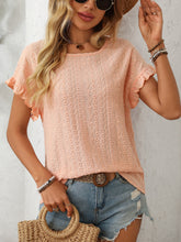 Load image into Gallery viewer, Mandy Eyelet Round Neck Short Sleeve Top
