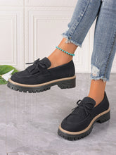 Load image into Gallery viewer, PU Leather Bow Platform Loafers

