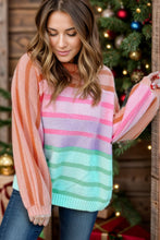 Load image into Gallery viewer, Contrast Striped Round Neck Long Sleeve Knit Top
