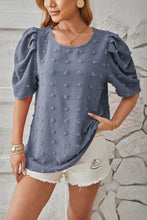 Load image into Gallery viewer, Swiss Dot Round Neck Short Sleeve Blouse
