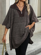 Load image into Gallery viewer, Slit Quarter Zip Half Sleeve Sweater
