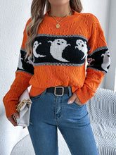 Load image into Gallery viewer, Ghost Round Neck Long Sleeve Sweater
