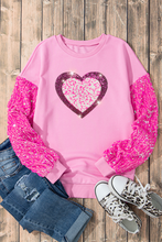 Load image into Gallery viewer, Valentine’s Day Sequin Heart Long Sleeve Sweatshirt
