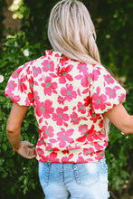 Load image into Gallery viewer, Printed Mock Neck Puff Sleeve Blouse
