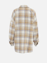 Load image into Gallery viewer, Plaid Collared Neck Dropped Shoulder Shirt
