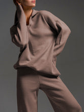 Load image into Gallery viewer, Johnny Collar Long Sleeve Top and Pants Sweater Set
