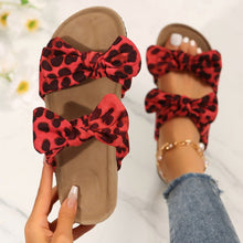 Load image into Gallery viewer, Leopard Double Bow Open Toe Sandals
