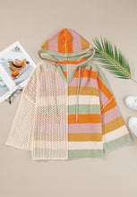 Load image into Gallery viewer, Openwork Color Block Hooded Sweater
