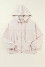 Load image into Gallery viewer, Pocketed Zip Up Long Sleeve Hooded Jacket

