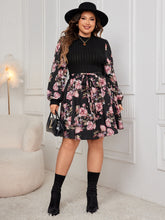 Load image into Gallery viewer, Plus Size Tied Printed Long Sleeve Dress
