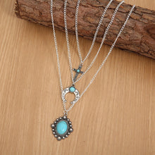 Load image into Gallery viewer, Artificial Turquoise Alloy Three-Layered Necklace
