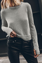 Load image into Gallery viewer, Ribbed Hem Round Neck Long Sleeve Sweater
