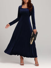 Load image into Gallery viewer, Square Neck Long Sleeve Velvet Dress
