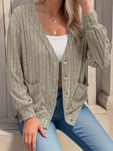 Load image into Gallery viewer, Full Size Button Up V-Neck Long Sleeve Cardigan
