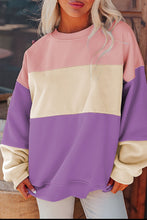 Load image into Gallery viewer, Contrast Round Neck Long Sleeve Sweatshirt
