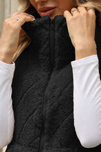 Load image into Gallery viewer, Fuzzy Plaid Texture Zip Up Vest Coat
