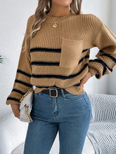 Load image into Gallery viewer, Striped Round Neck Long Sleeve Sweater
