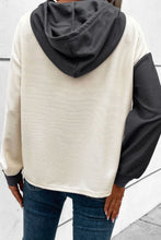 Load image into Gallery viewer, Waffle-Knit Two-Tone Long Sleeve Hoodie
