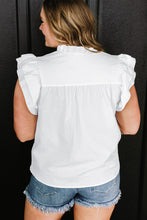 Load image into Gallery viewer, Plus Size Ruffled Notched Cap Sleeve Blouse
