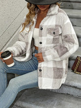 Load image into Gallery viewer, Plaid Dropped Shoulder Long Sleeve Plush Coat
