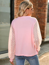 Load image into Gallery viewer, Full Size Round Neck Lace Long Sleeve T-Shirt Plus Size
