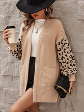Load image into Gallery viewer, Pocketed Leopard Open Front Cardigan

