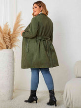 Load image into Gallery viewer, Plus Size Tie Back Trench Coat
