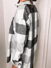 Load image into Gallery viewer, Plaid Pocketed Dropped Shoulder Button Up Jacket
