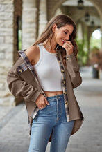 Load image into Gallery viewer, Plaid Collared Dropped Shoulder Jacket
