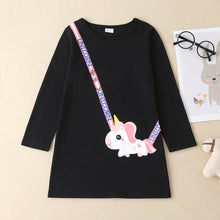 Load image into Gallery viewer, Unicorn Graphic Round Neck Long Sleeve Mini Dress
