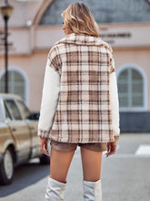 Load image into Gallery viewer, Plaid Dropped Shoulder Teddy Jacket

