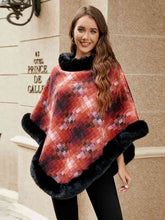 Load image into Gallery viewer, Faux Fur Trim Poncho
