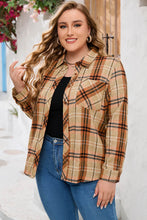 Load image into Gallery viewer, Plus Size Plaid Collared Neck Long Sleeve Shirt
