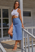 Load image into Gallery viewer, Split Buttoned Denim Skirt

