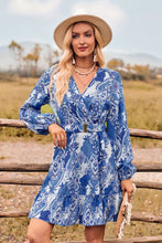 Load image into Gallery viewer, Printed Surplice Neck Long Sleeve Dress
