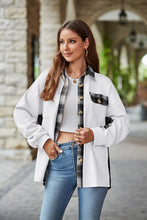 Load image into Gallery viewer, Plaid Collared Dropped Shoulder Jacket
