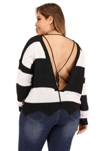 Load image into Gallery viewer, Plus Size Drop Shoulder Color Block Sweater
