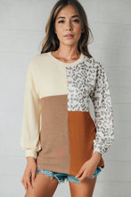 Load image into Gallery viewer, Leopard Patchwork Long Sleeve Top
