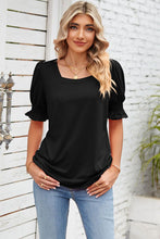 Load image into Gallery viewer, Smocked Square Neck Short Sleeve T-Shirt
