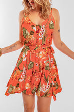 Load image into Gallery viewer, Floral Spaghetti Strap Tie Waist Dress
