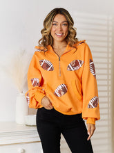 Load image into Gallery viewer, Sequin Football Patch Hal-Zip Hoodie
