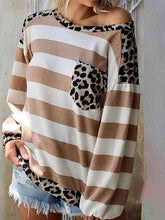 Load image into Gallery viewer, Striped Leopard Long Sleeves Top
